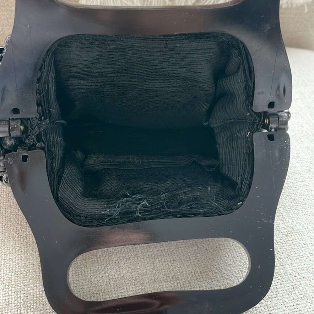 BOGO SALE Vintage Black Beaded Evening Bag - Picture 3 of 4